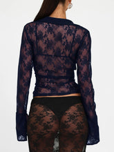 Devine Plunge Long Sleeve Lace Top OutfitFlow